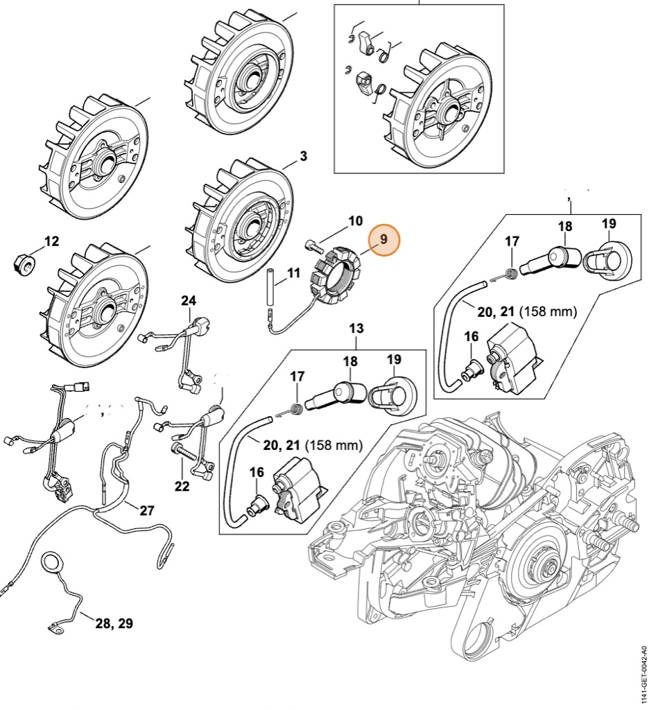 ND STIHL Generátor vyhrievania, MS 261-VW, MS 441-W, 1138 404 3501