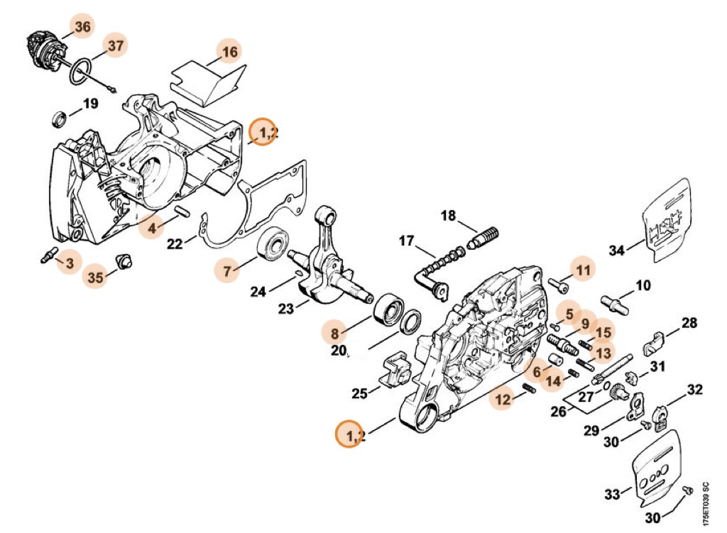 ND STIHL Kľuková skriňa MS 440, 1128 020 2139