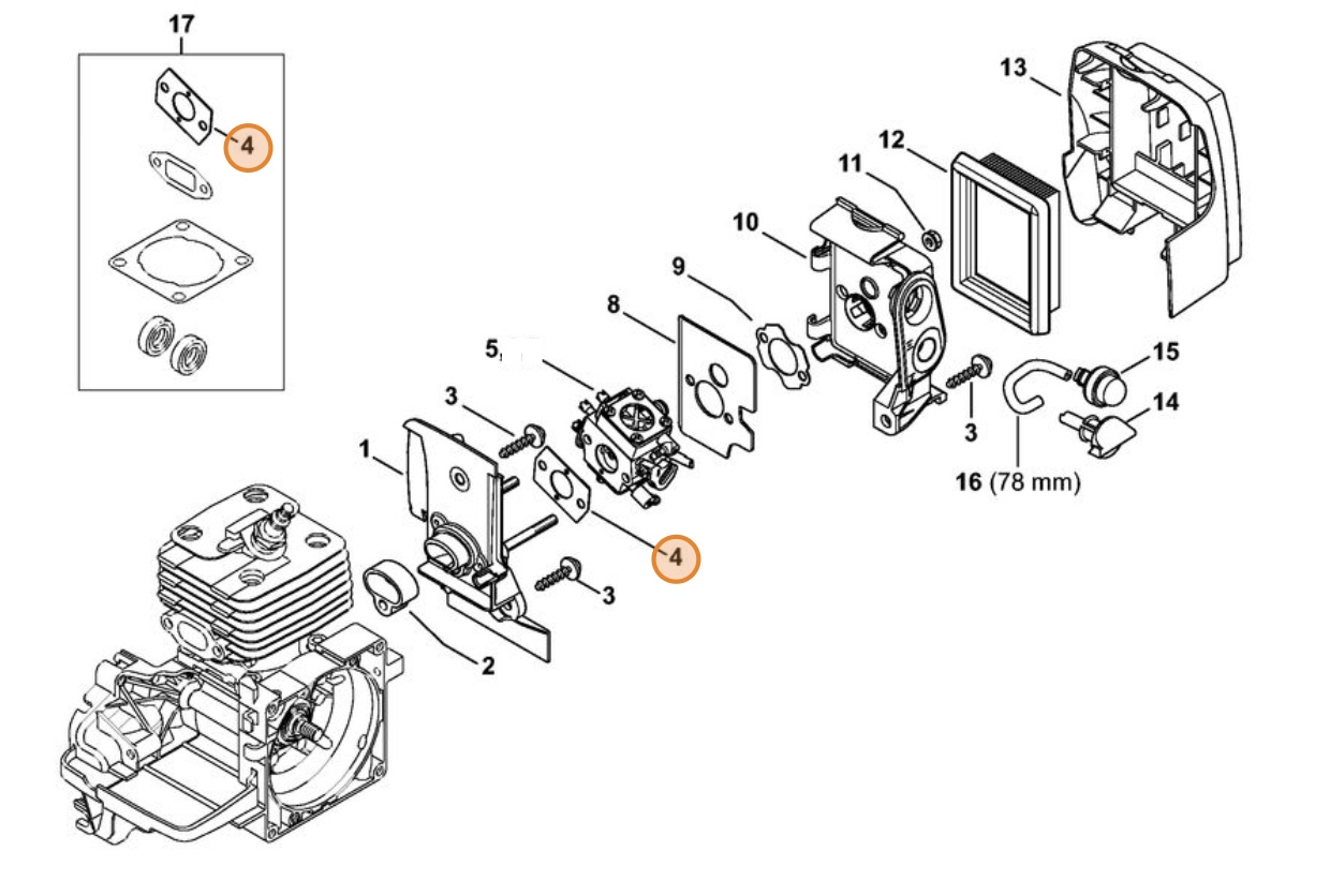 ND STIHL Tesnenie karburátora FS 120, FS 350, FS 250, 4134 129 0902